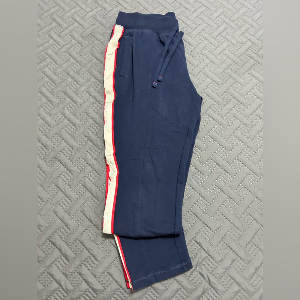 Champion Navy Blue with White & Red Stripe!